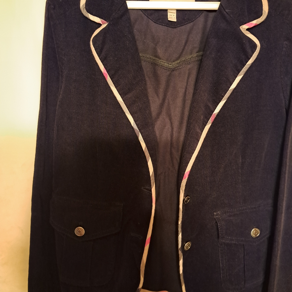 Burberry Black Blazer with White and Pink Trim